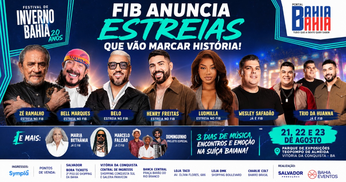 Festival de Inverno Bahia (FIB) anuncia estreias de Zé Ramalho, Bell Marques, Belo, Henry Freitas e Ludmilla no evento