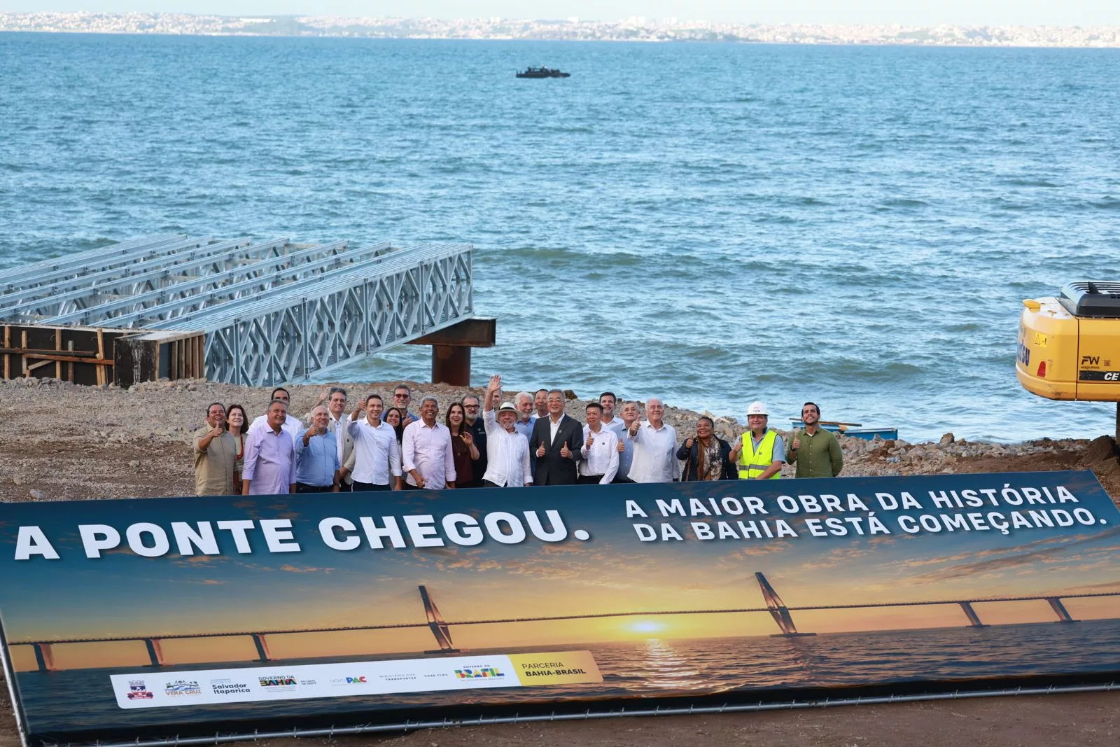 Ato com Lula marca primeira estaca e início das obras da Ponte Salvador–Ilha de Itaparica