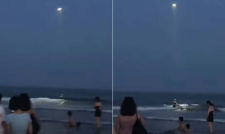 Drone com alto falante impede banhista de entrar no mar à noite e vídeo viraliza na China